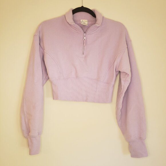 Offline by Aerie Quarter zip cropped sweatshirt Small in lavender - Picture 1 of 12